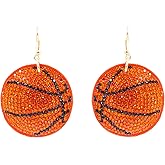 Sports Earrings for Women - Football, Baseball, Basketball, Soccer, Volleyball, Softball – Cute Designs with Sparkling Rhinestones – Sports Team Fan Jewelry - Gift Box Included