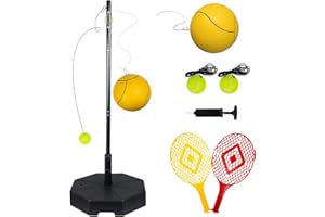 JSTFRU Tetherball Tennis&Tetherball Set with Sturdy Base,Tetherball Equipment with Pole for Backyard,with 9.83 Feet Adjustable Height Pole,2 Tennis Balls,2 Rackets,1 Tetherball with Rope,Fun Family Lawn Game