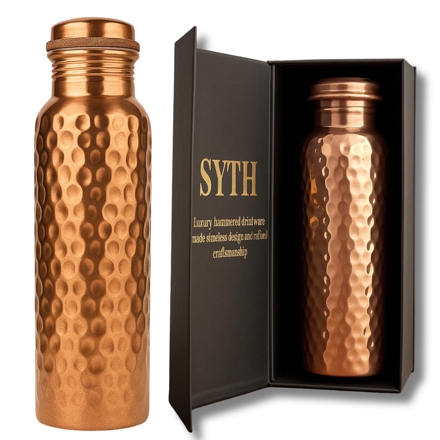 Photo 1 of SYTH Luxury 100% Pure Copper Water Bottle - 34 OZ – |BPA Free| Ayurvedic Copper Drinking Bottle