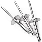 PAGOW 3/16 x 1 Inch (4.8x25mm) Flange Aluminum Blind Rivet, Large Self-Plugging Open End Decorating Fastener Nails Pop Rivets
