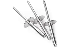 PAGOW 3/16 x 1 Inch (4.8x25mm) Flange Aluminum Blind Rivet, Large Self-Plugging Open End Decorating Fastener Nails Pop Rivets