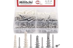 Hilitchi 160-Pieces Large/Small Zinc Plastic Self Drilling Drywall Hollow-Wall Anchor Assortment Kit