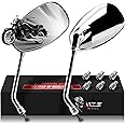 MZS Motorcycle Mirrors Chrome, Universal 10MM 8MM Rear View Side Mirror 360 Degree Adjustable Handlebar Compatible with Street Bike Cruiser Touring Chopper Scooter GY6