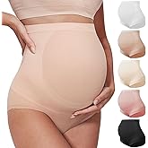 Peauty Women's Maternity High Waisted Underwear,Over the Belly Support Seamless Soft Pregnancy Postpartum-Panties