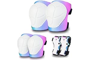 JeeFree Skateboard Pads Kids/Youth/Adult Shield Elbow Pads and Wrist Guards Protective Gear,Strong Double Straps&Adjustable Easy-Fix Clips for Skateboarding,Rollerblading,ScooterRoller,Skating,Bicycle