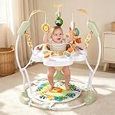 3-in-1 Baby Bouncer and Jumper, Baby Activity Center with Music&amp;Light,6+M | 360&deg; Rotating Seat,3 Adjustable Heights,Detachable Interactive Toys,Infant Play Stationary Activity Center,Baby Essentials