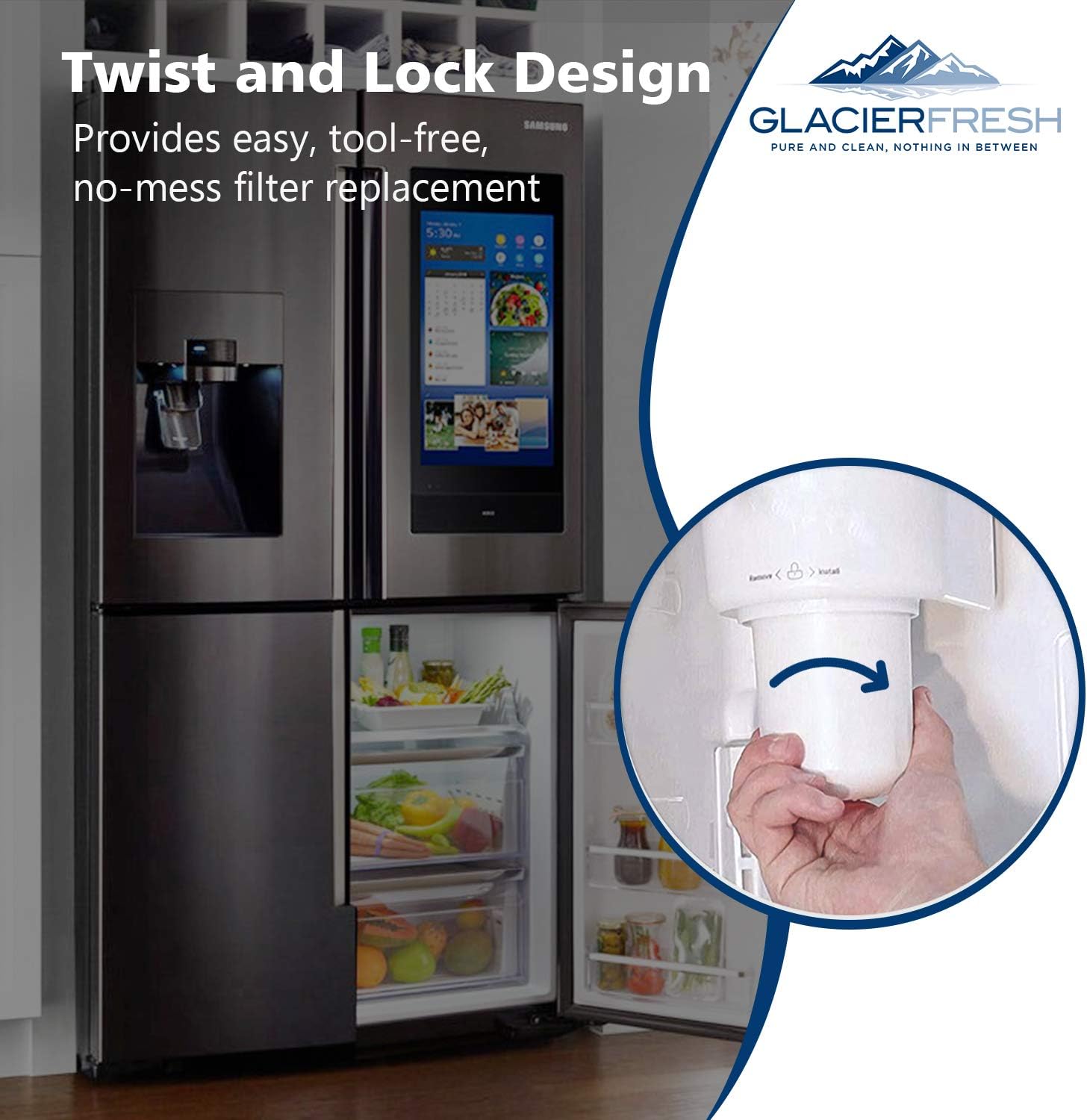 MWF Water Filter Replacement for GE Refrigerator, GLACIER FRESH NSF 42 Certified Cartridges Compatible with GE MWF SmartWater, MWFA, MWFP, GWF, GWFA, Kenmore 9991, 46-9991, HDX FMG-1, WFC1201, 1 Pack: Home Improvement
