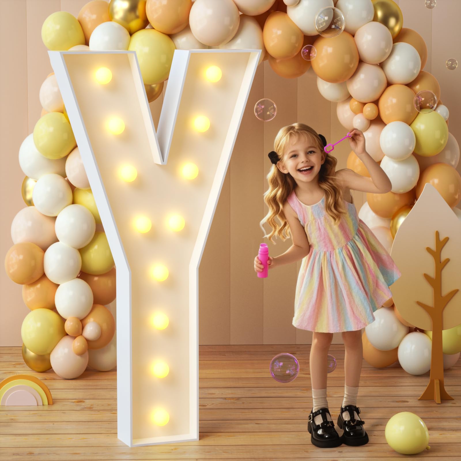 Photo 1 of imprsv Marquee Light Up Letters, 4FT Mosaic Letters with Light for Baby Shower Graduation Party Decor, Large Y for Engagement Wedding Party Decorations (Need to Assemble)