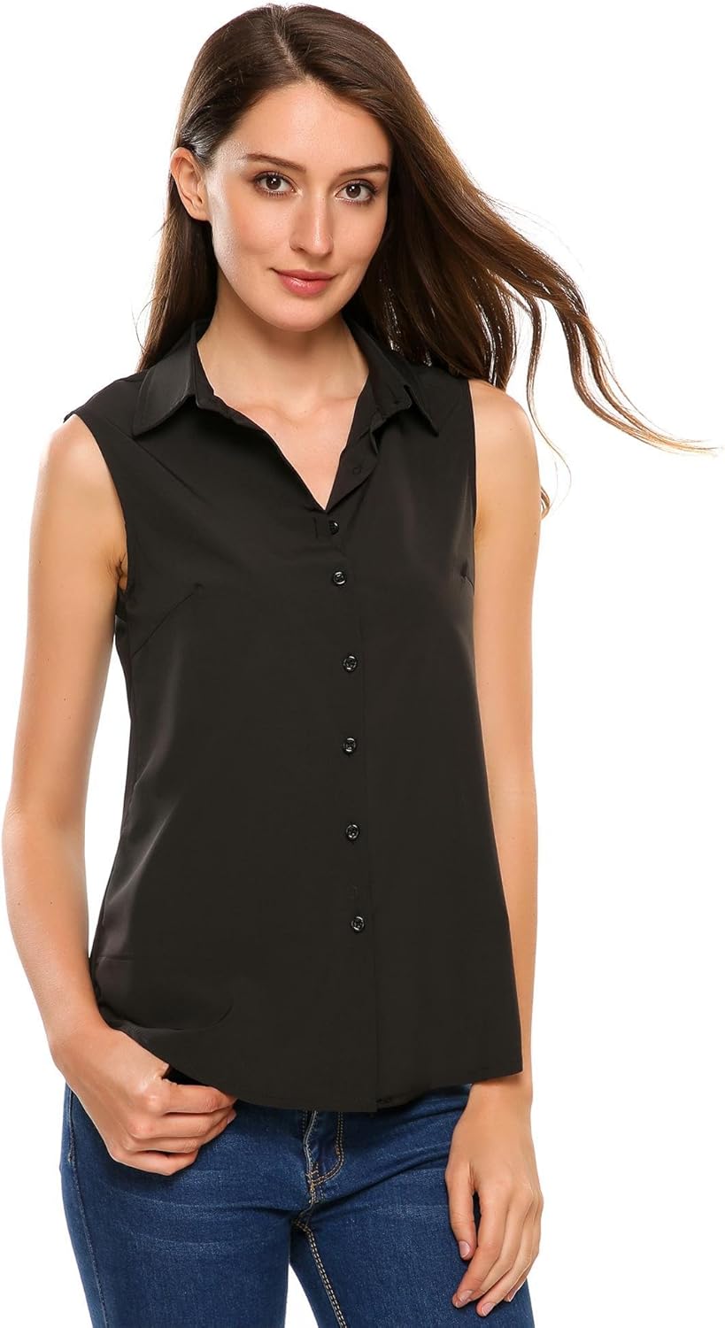 Sleeveless button down shirt Clearance