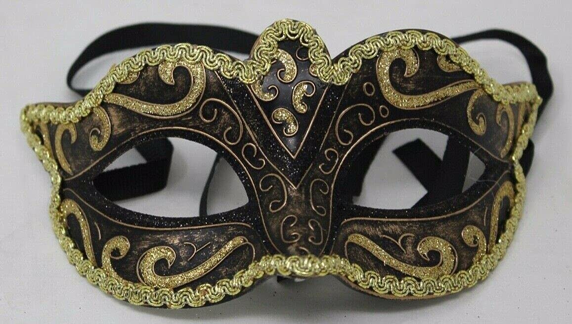 STUNNING MASQUERADE VENETIAN CARNIVAL PARTY EYE MASK GOLD BLACK & BRONZE