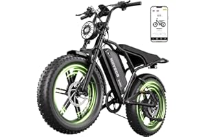 HOVSCO Electric Bike for Adults-1500W Peak Motor, 32MPH Off-Road Fat Tire Ebike, 20"x4.0" Tires, 48V 15/25AH Battery, Dual Suspension & Hydraulic Brakes