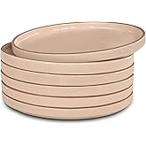 MORA Ceramic Flat Plates Set of 6-8 in - The Dessert, Salad, Appetizer, Small Lunch, etc Plate. Microwave, Oven, and Dishwasher Safe, Scratch Resistant. Kitchen Porcelain Dish - Chai