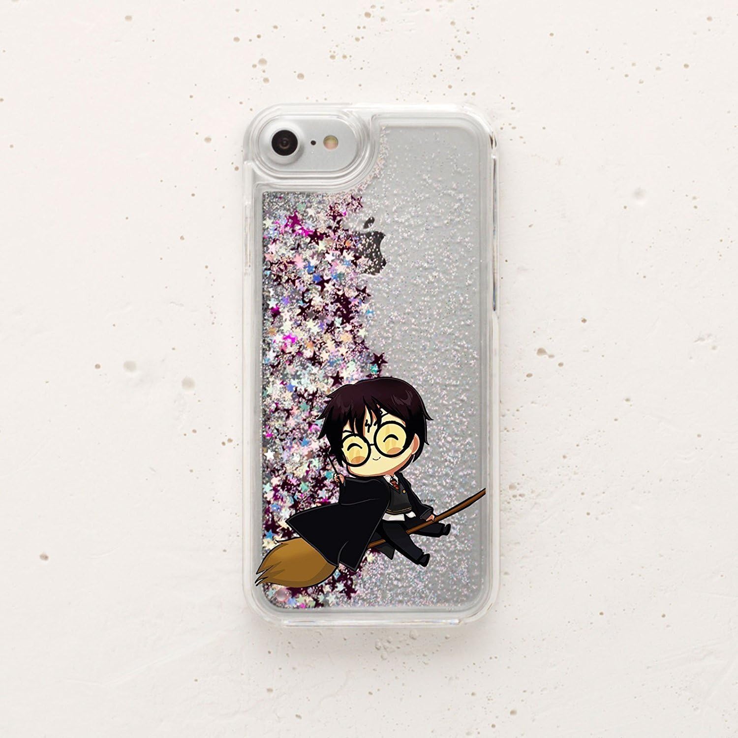 ZIZZDess Hogwarts Case for iPhone 8 Plus iPhone 7 Plus 2017 2016 New Gift Lightweight Protective Pink Red Glitter Cover Love Art Design (Cute Harry Potter)