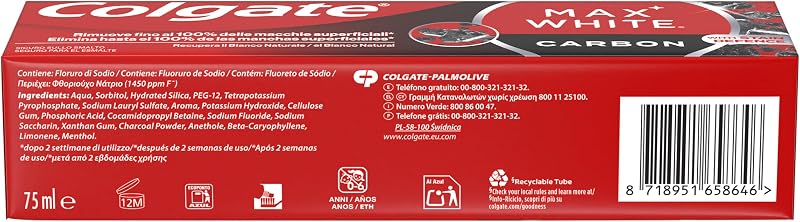 Max White Carbón Pasta de Dientes 4x75ml