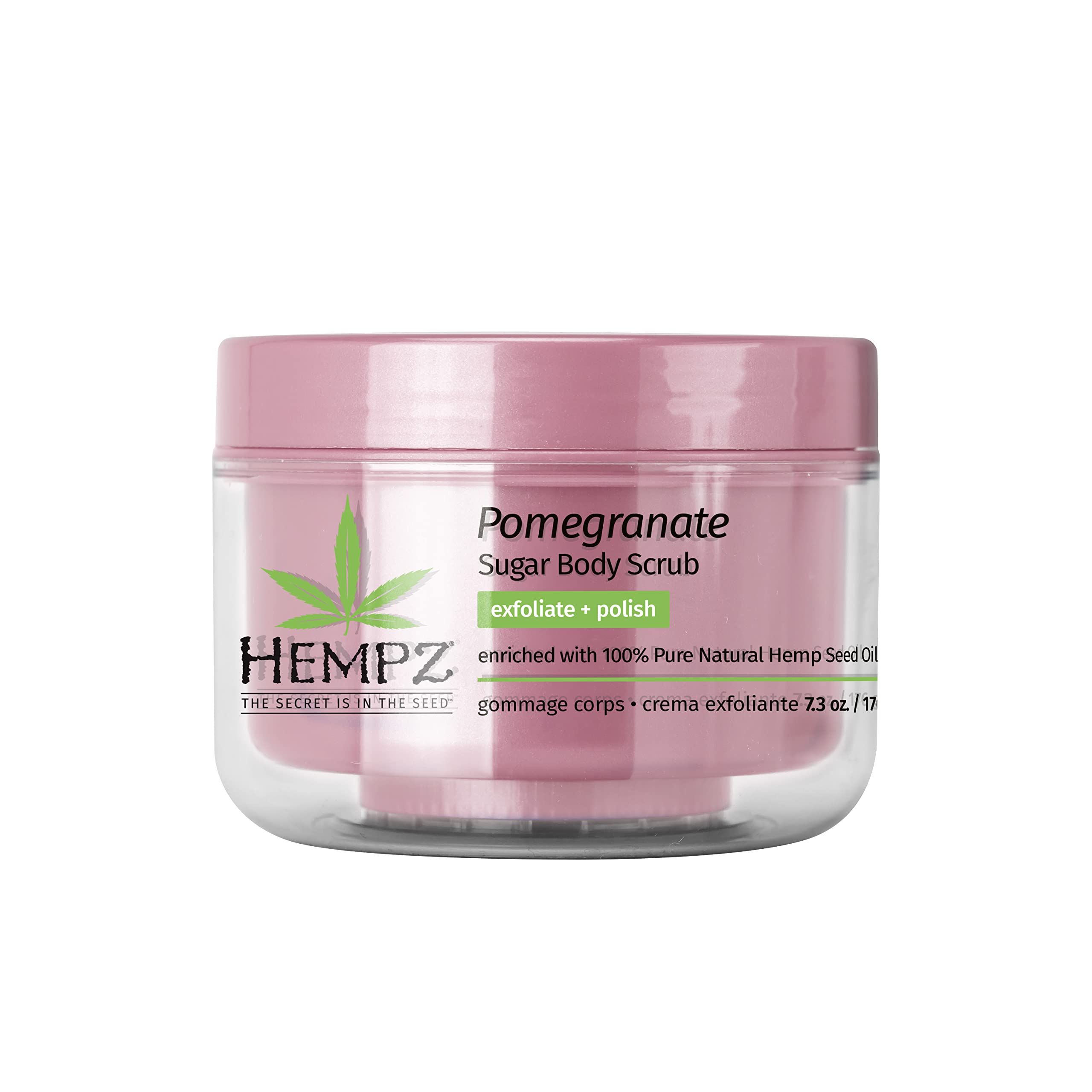 Hempz Pomegranate Herbal Sugar Body Scrub Unisex 7.3 Oz – Revitalizing Exfoliant with Pomegranate Extract, Shea Butter, Vitamins A, C, and E for Vibrant Glow and Hydration