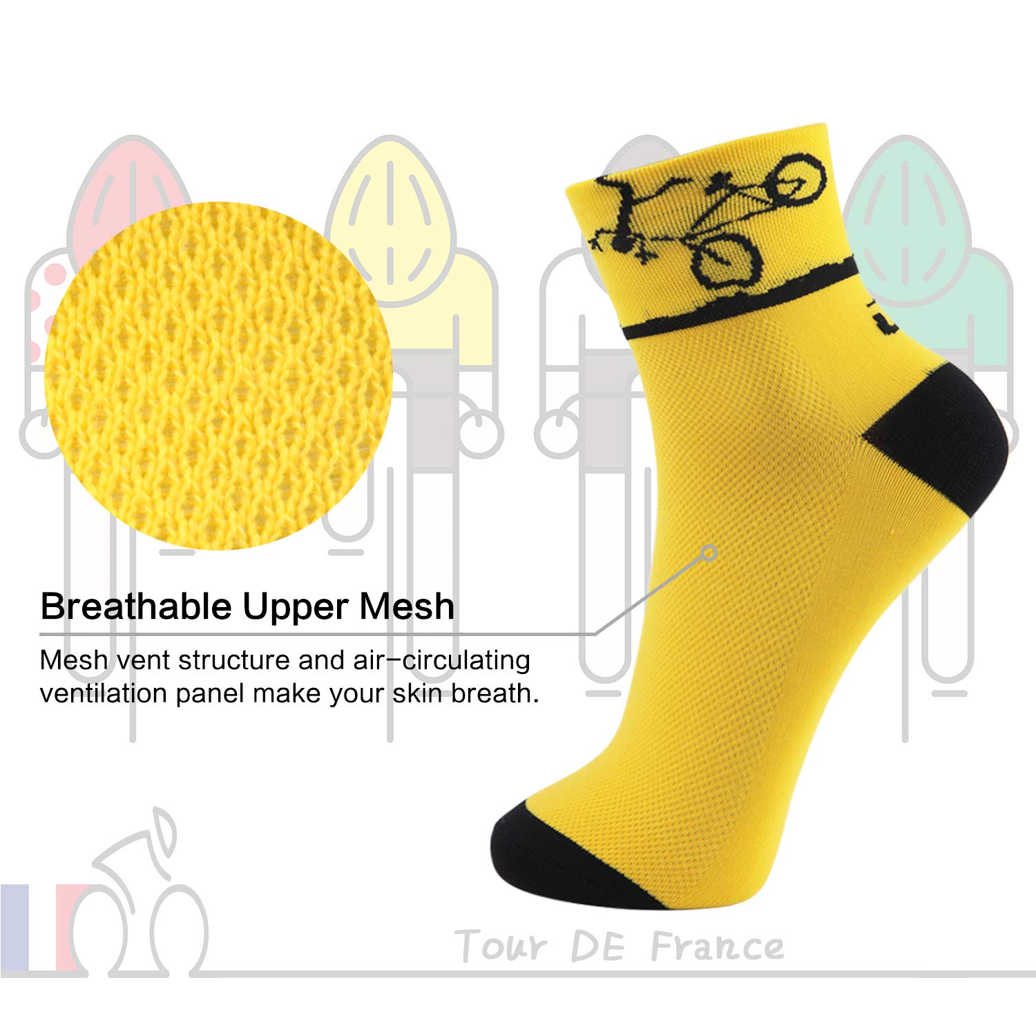 LIN 4 Pack Cycling Socks for Men & Women Performance Moisture Wicking