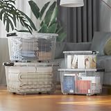 Cetomo 35L-3 Plastic Storage Boxes with Wheels, Lidded Stackable Nestable view 7