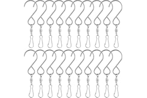 KUUQA 20 Pack Swivel Hooks Clips Wind Spinner S Hook Clips Hanging Wind Chimes Crystal Twisters Party Supplies (Silver)