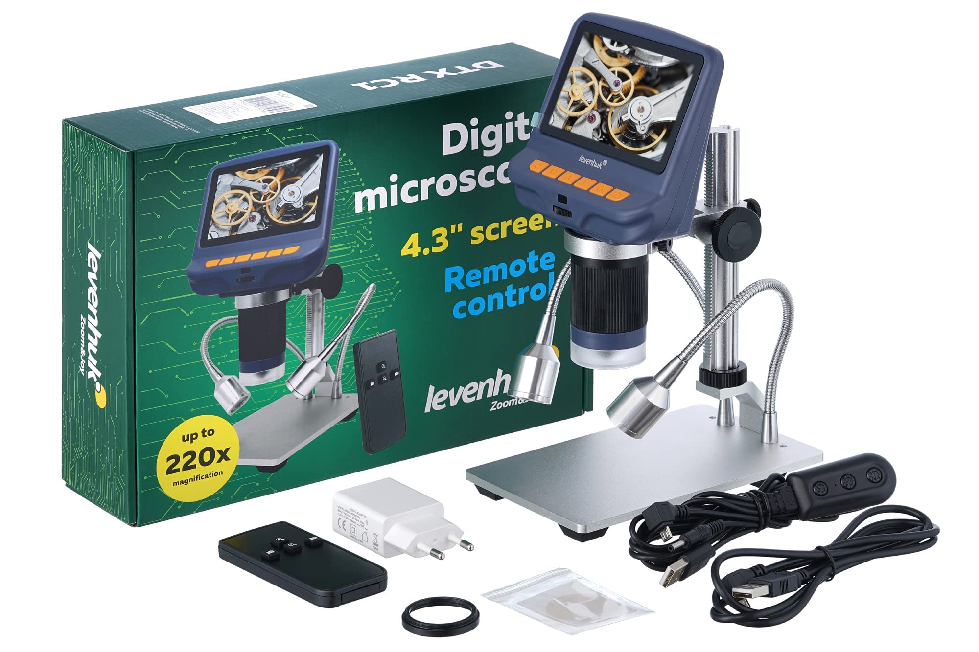 Levenhuk DTX RC1 Handheld Digital Remote Controlled Microscope with 3x-220x Magnification and 4.3" LCD Screen