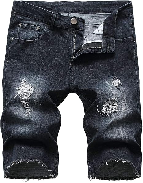 black ripped jeans shorts mens