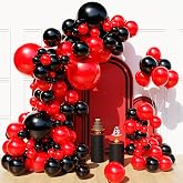 Myafqsj Red and Black Balloon Arch Kit，129Pcs Black and Red Balloons | 4 Sizes Latex Balloons for Birthday Wedding Party Decorations