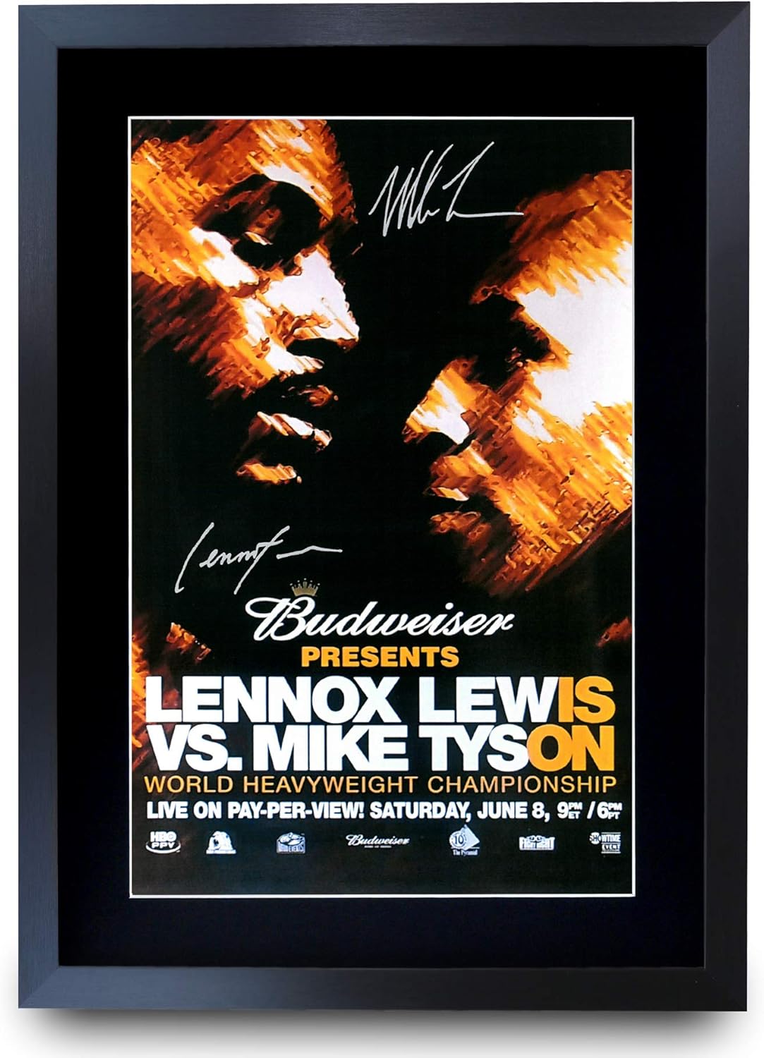 Hwc Trading Lewis Tyson Fight Lennox Lewis Vs Mike Tyson Gifts Printed Signed Autograph Picture For Boxing Memorabilia Fans A3 Framed Amazon Co Uk Kitchen Home