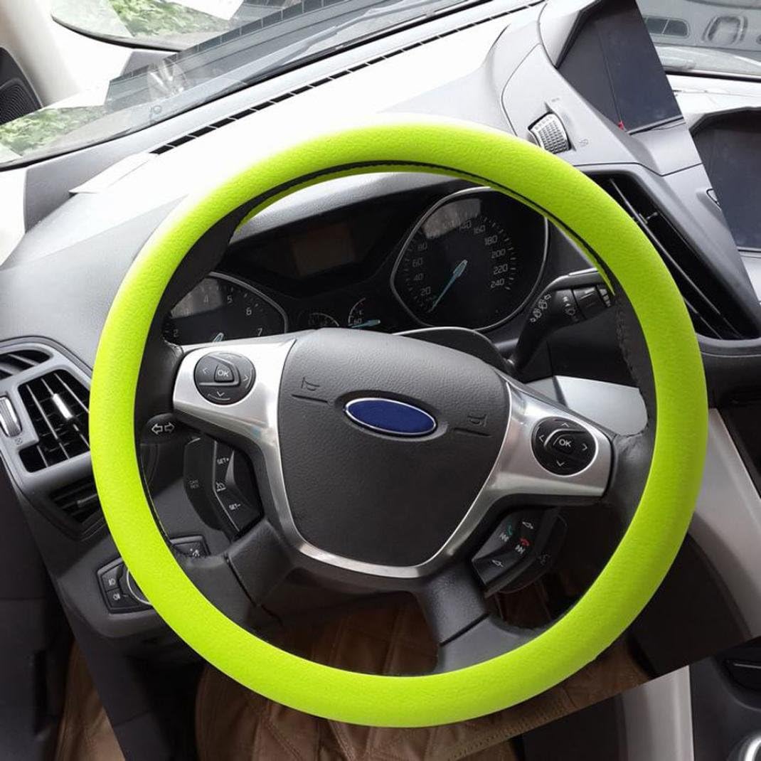 Gessppo Anti-Slip Steering Wheel Cover Auto Car High Elastic Silicone Universal Steering Cover for Diameter 32-40cm/12-16inch (Green)