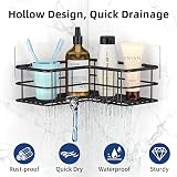 Menbyci Corner Shower Caddy 2 Pack Adhesive Stainless Steel 8 Hooks Black view 2