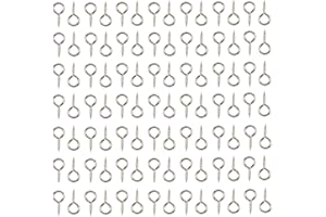 HUIHUIBAO 100 Pieces Small Screw Eyes Pin Hook for DIY Crafts, 6 x 13mm (Dark Silver)