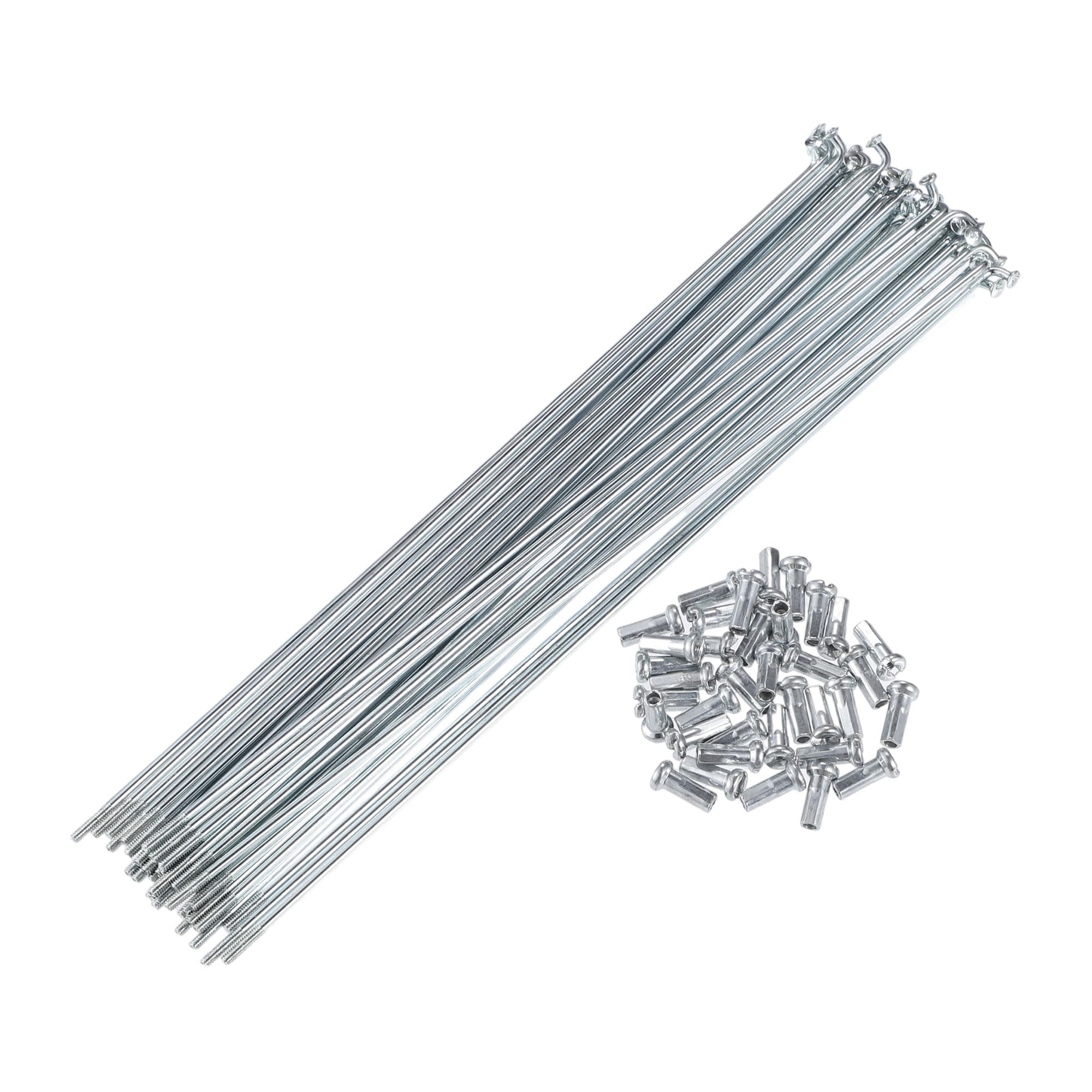 X AUTOHAUX 36pcs 14G J Bend Bike Steel Spokes 7.87" Cycle Spokes with Nipples