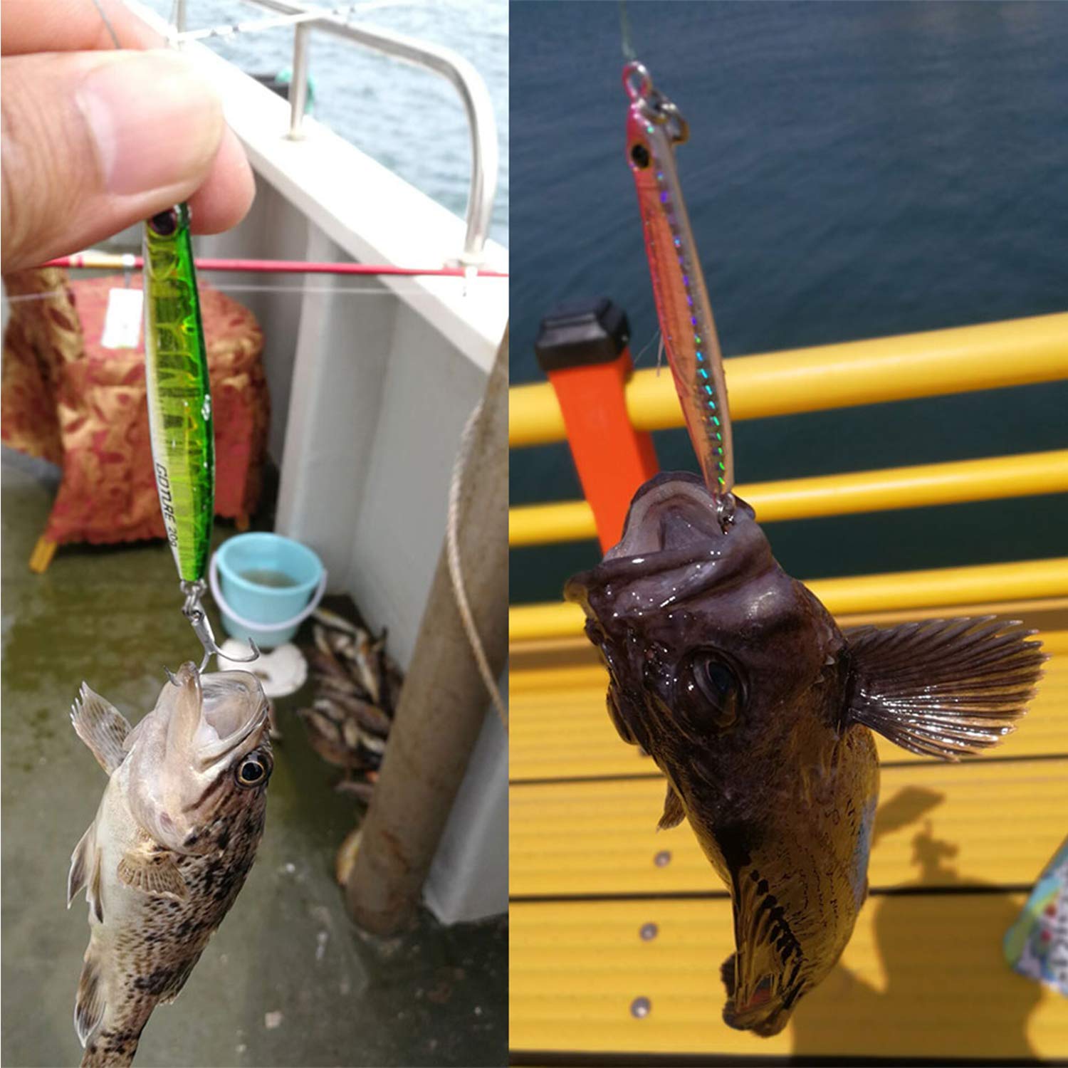 Goture Saltwater Lead Vertical Jigs, Artificial Bait Boat Fishing Lures Jigging Lures - 0.7oz Multi Colors Vertical Jigs, Pack of 6