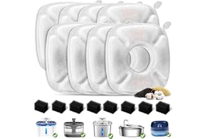 Redoso Brand 8 Pack Replacement Filters & 8 Pack Replacement Pre-Filter Sponges for Veken 95oz/2.8L Bellflower Pet Fountain Cat Water Fountain Dog Water Dispenser