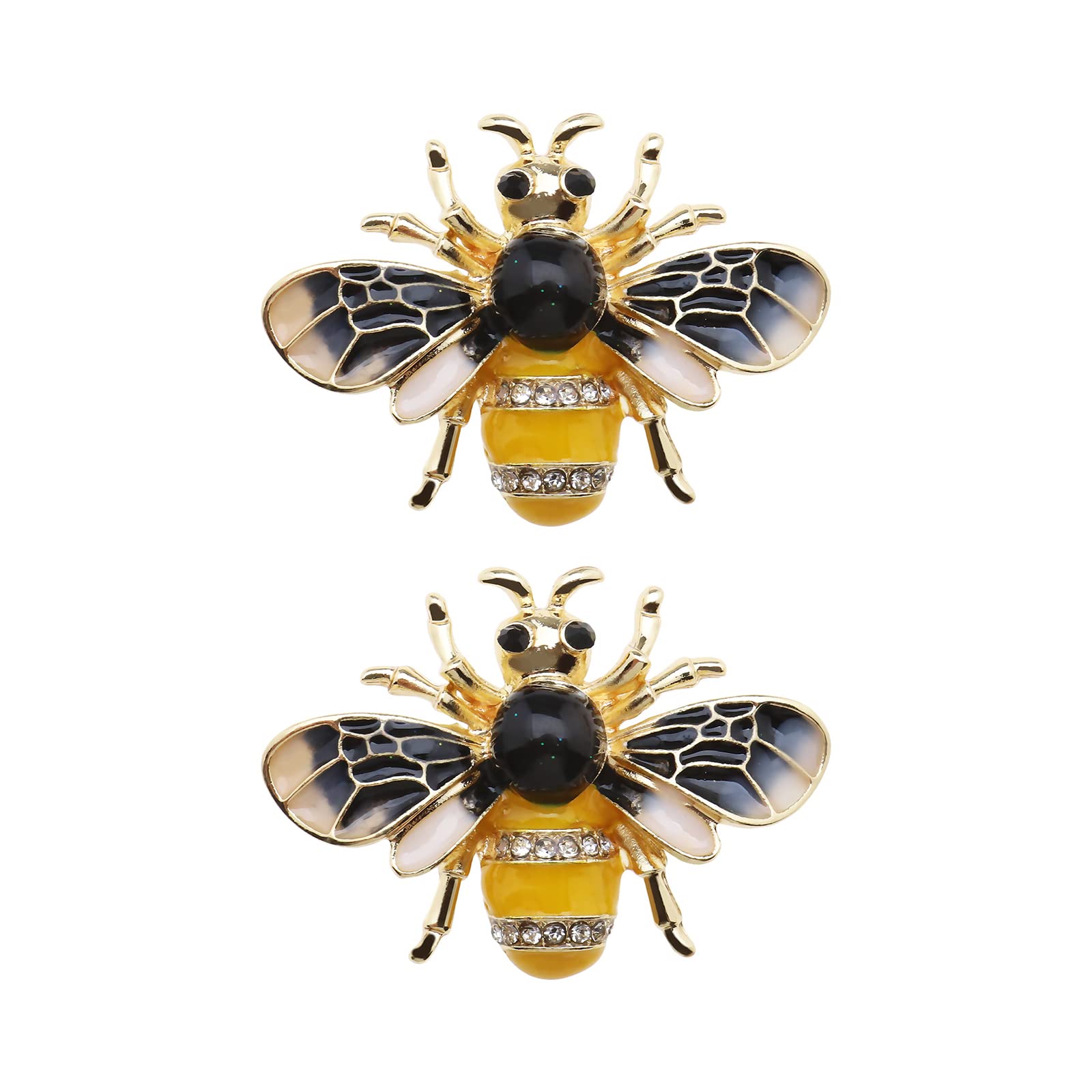 VGOL 2PCS Bee Brooch Pin Alloy Rhinestone Insect Lapel Pin Animal Pin Bee Decoration Breastpin Corsage Badge for Backpacks T-Shirts Jackets Sweaters Skirts Hats