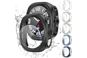 JZK 6+6 Pack Galaxy Watch 7 Ultra 47mm Screen Protector Protective case+Tempered Glass Screen Protector Full Coverage Hard PC Protective Cover HD Thin Cover for Samsung Galaxy Watch 7 Ultra 47mm Men