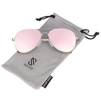SOJOS Mode Metallrahmen Verspiegelt Linse Herren Damen Sonnenbrille mit Frühlings Scharnieren SJ1030