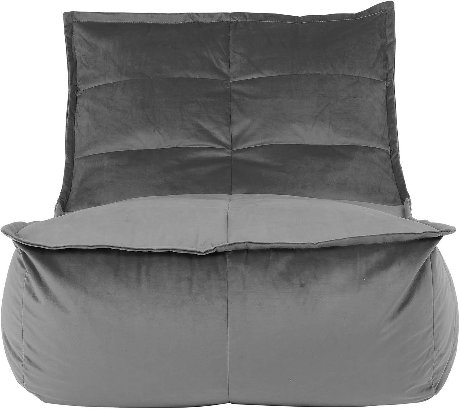 icon Dolce Velvet Lounge Bean Bag Chair, Charcoal Grey, Large Adult Bean Bag with Filling Included, Accent Chair, Living Room