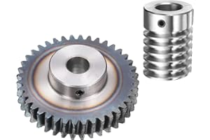 uxcell #45 Steel Worm Gear Set 40T 1.5 Module 40:1 Reduction Rate, Right Rotation Drive Gear Box Wheel Reduce Transmission Part (Gear-12mm Bore 63 mm OD, Rod 15mm Bore)