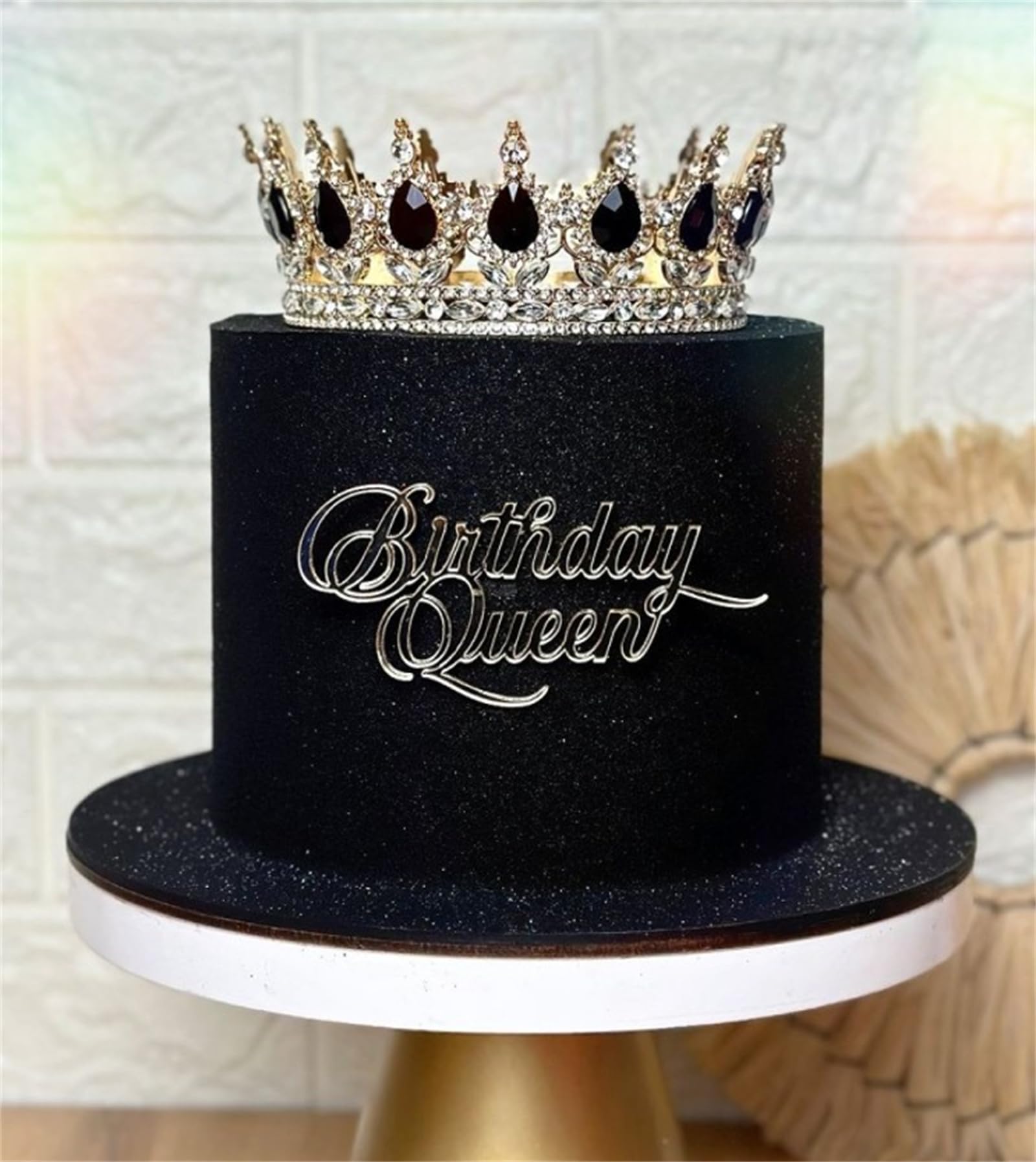 Photo 1 of HQKJGSYX Acrylic Happy Queen Cake Topper Princess Cupcake Toppers Happy Birthday Cake Toppers Queen Birthday Cake Decoration for Wedding Anniversary Engagement Bridal Shower Party Decoration Supplies