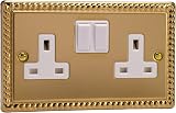 Varilight 2G 13A Switched Socket Georgian Brass XG5W