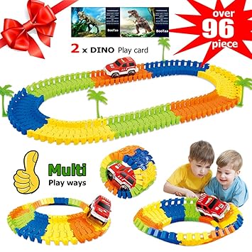 Race Car Tracks For Kidsflexible Tracks With Electronic Carcreat A Road96 Piece Train Track Set For Boysparty Game Toysgift For Boys Girls