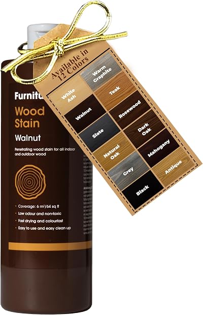 Furniture Clinic Wood Stain Walnut 500ml Water Based Non-Toxic Fast Drying