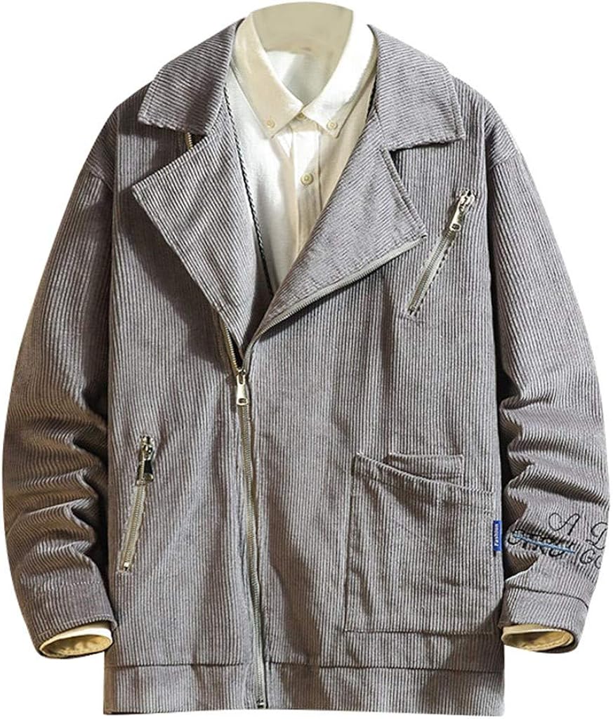 Long Sleeve Diagonal Zipper Pocket Coat 