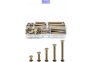 LBY 100pcs Phillips Chicago Screws, M5 x 10/20/30/40/50mm Binding Screw Posts, Binding Barrels and Screws Assortment Kit for Leather Saddles, Purses, Belt Repair, Plating (Green Bronze-Coloured)