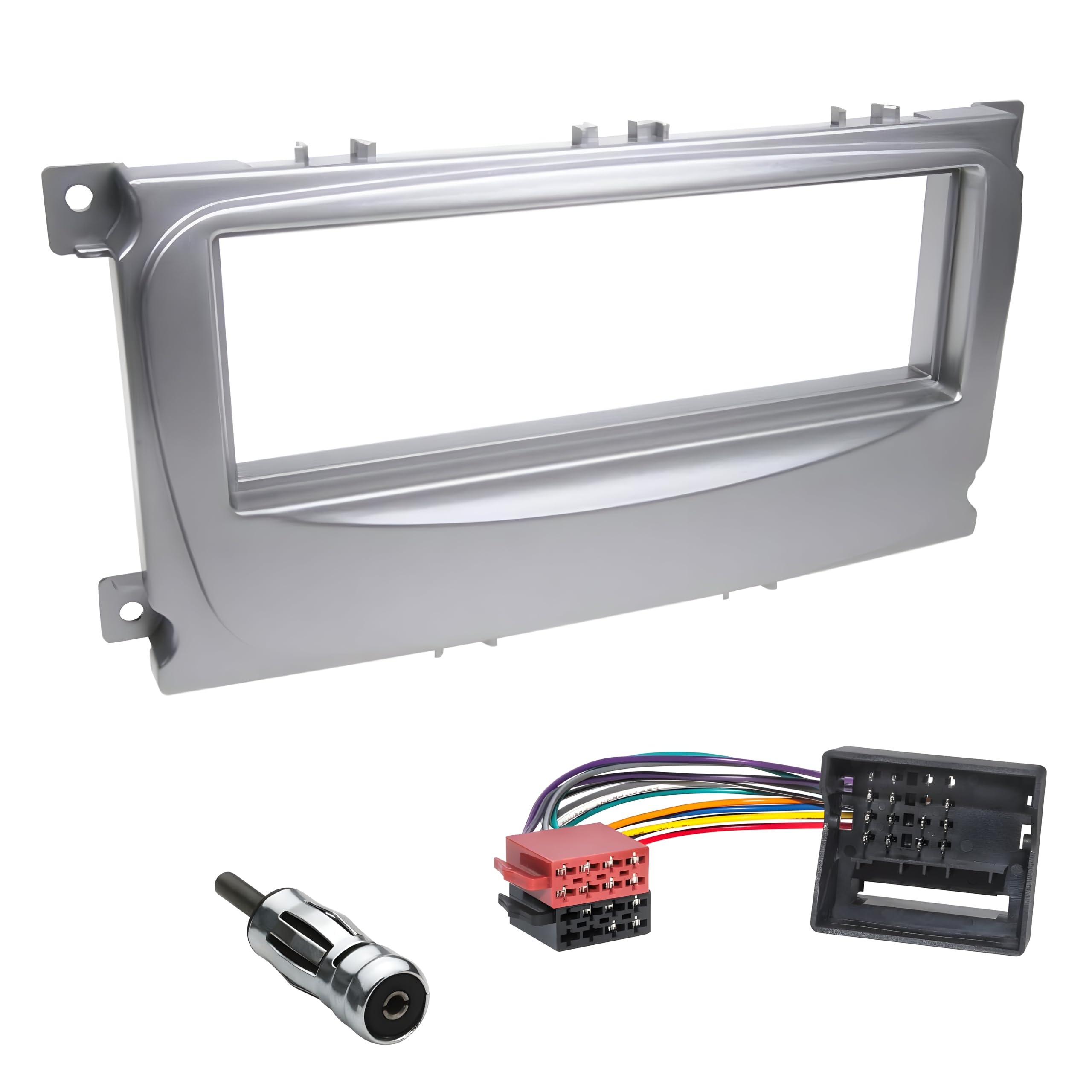 Sound-way 1 Din Car Radio Stereo Fitting Kit, Silver, Plastic, Rubber, Modern, Customizable, Ford Mondeo/Focus/S-Max