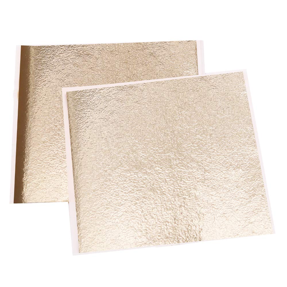 Imitation Gold Foil Sheets - KINNO Antique Gold Leaf Paper for Arts Decoration, Gilding, Nails, Handcrafts, Picture Frames, Sculpture, Furniture, and Wall, Paintings, 100 Sheets 5.1 by 5.3 Inches