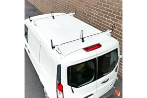 Vantech GFY Heavy Duty 2 Bar Ladder roof Rack, Compatible with Transit Connect 2014 - On Van (White)