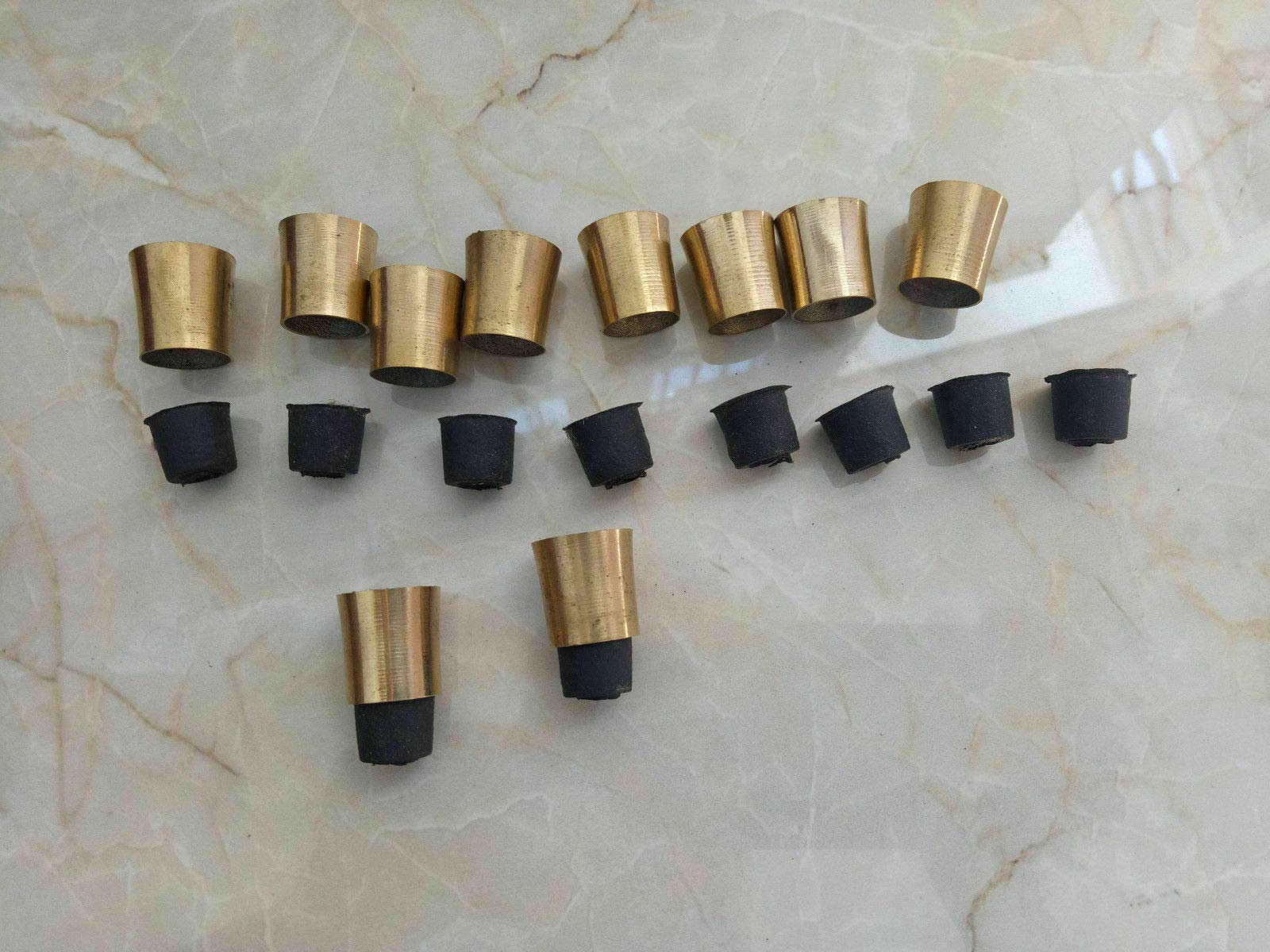 FYNJREX Brass Cane Spare Tip - Set of 10: Enhance and Restore Your Walking Stick - Solid Brass Construction Walking Cane - Nostalgic Vintage Cane Accessories Collection