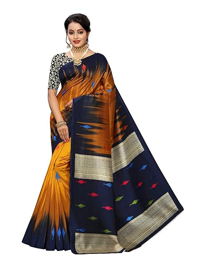 Women's Poly Silk Printed Saree with Blouse