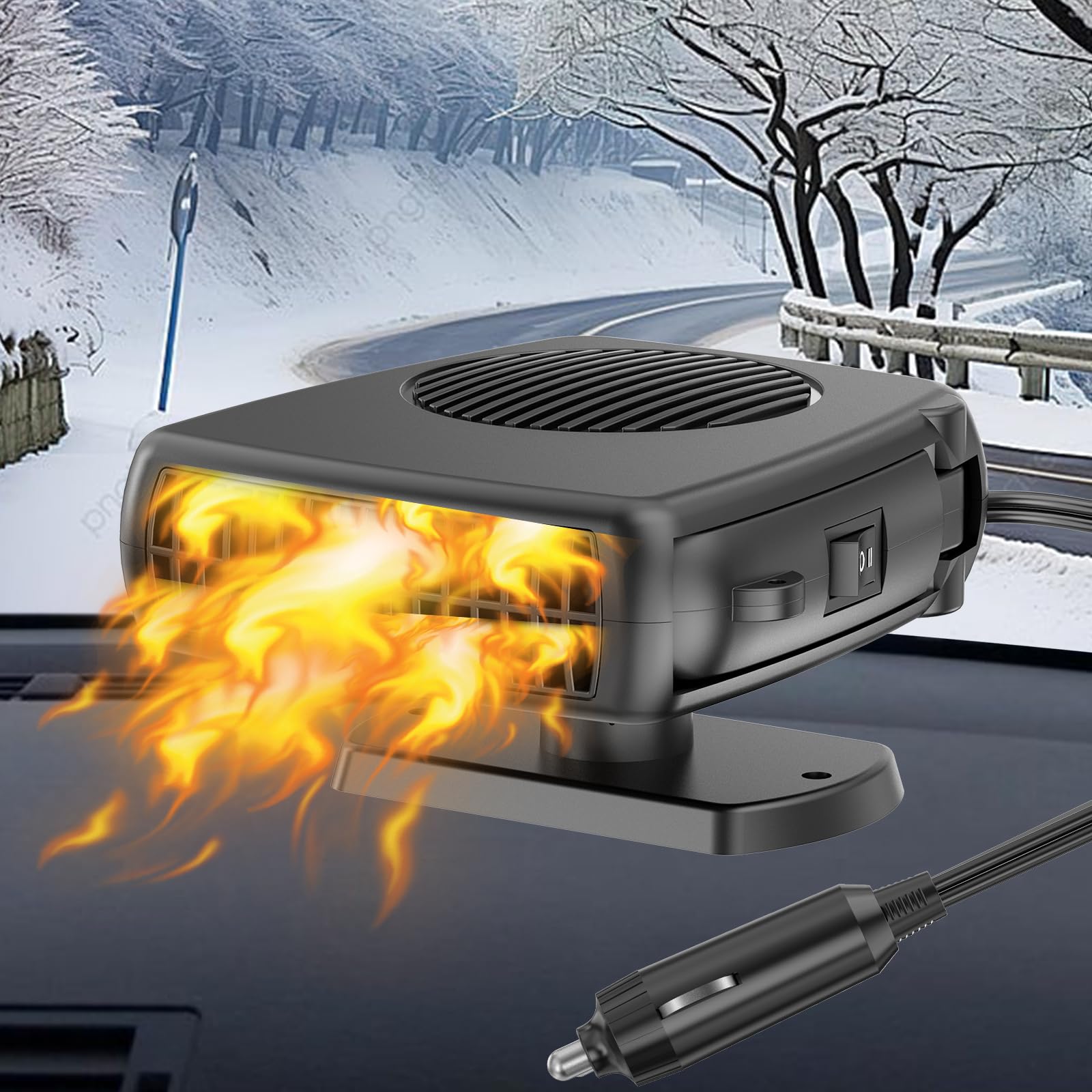 Photo 1 of 12V Car Heater, 200W 2 in 1 Portable Vehicle Heaters and Defrosters for Car Windshield, Electric Heater that Plugs Into Cigarette Lighter with Fast Heating and Cooling for All Cars