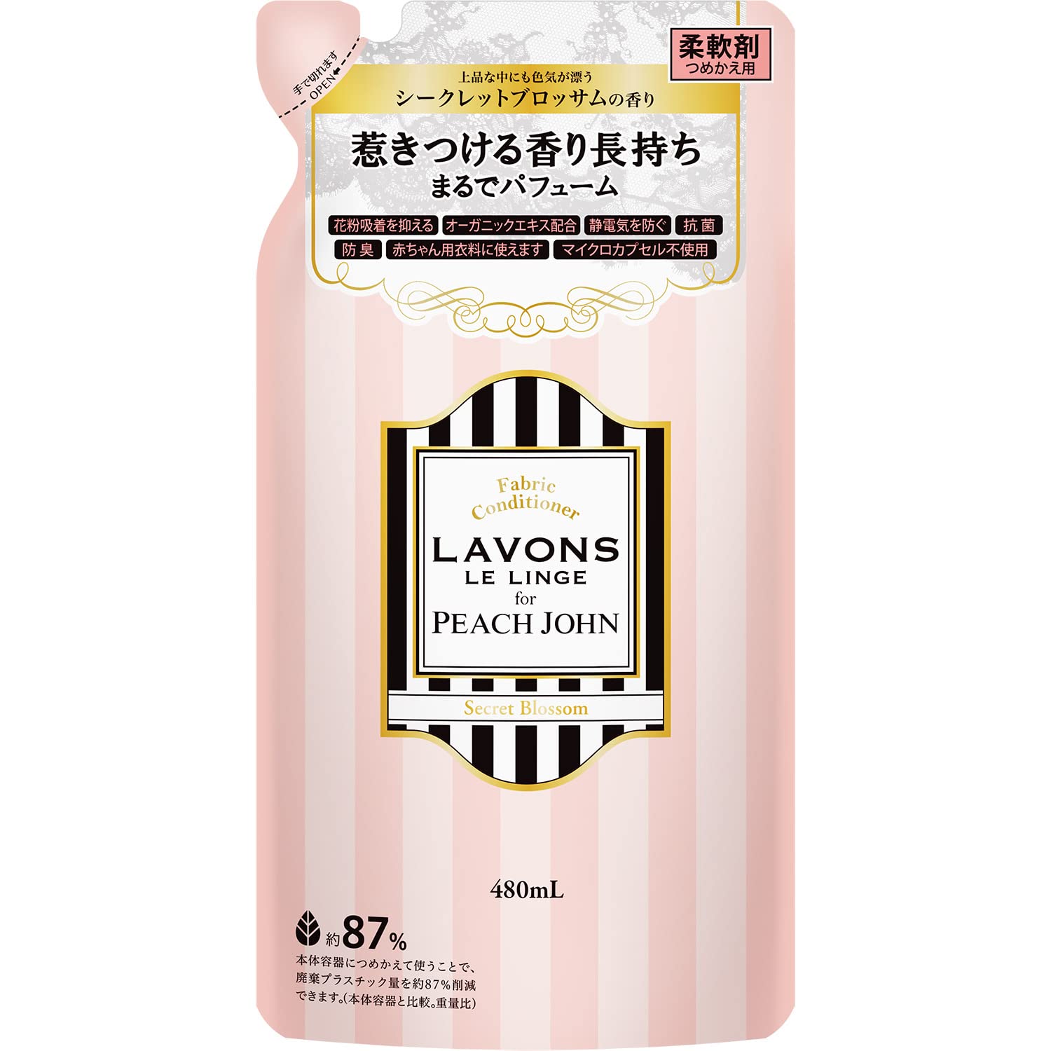 ラボン for PEACH JOHN シークレットブロッサムの香り 柔軟剤 詰め替え 480ml商品画像